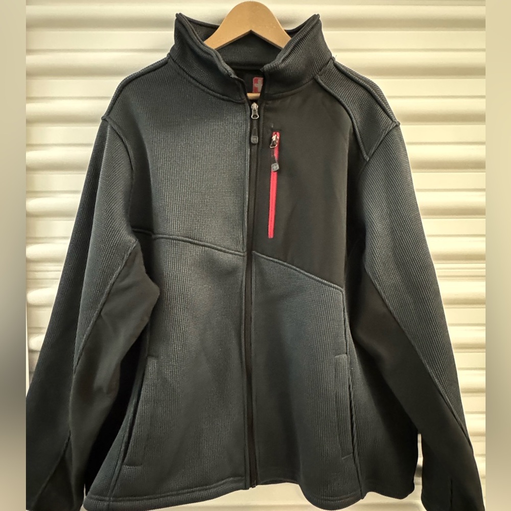 Swiss Tech Men’s Soft Shell Waffle Knit Jacket Dark Grey Size 2XL